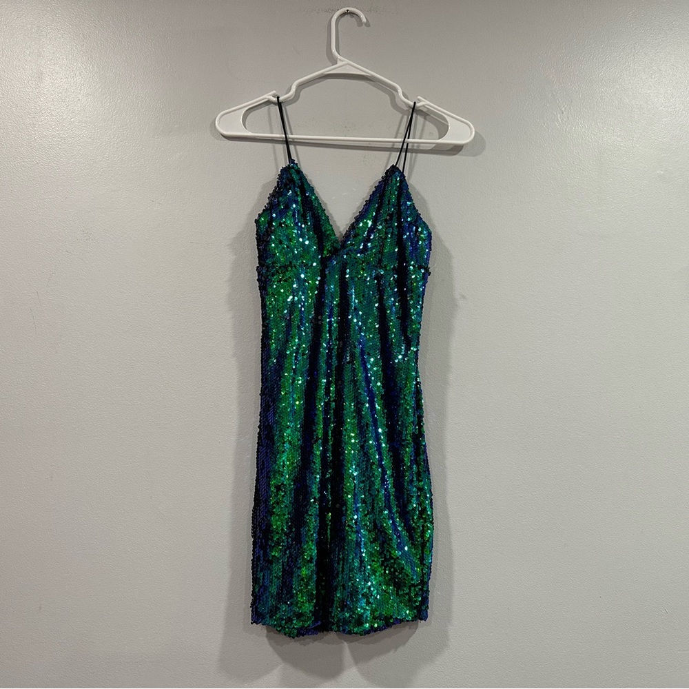 Lulus Light Me Up Iridescent Sequin Dress XS